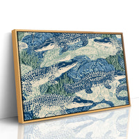 Alligators In Block Print Blue
