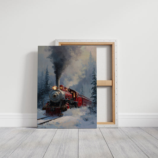 Steam Engine's Winter Night Journey