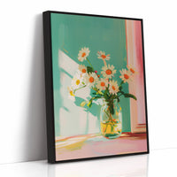 Sunlit Daisies in a Glass Jar