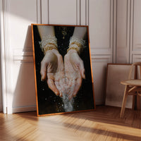 Glistening Moments Between Fingers