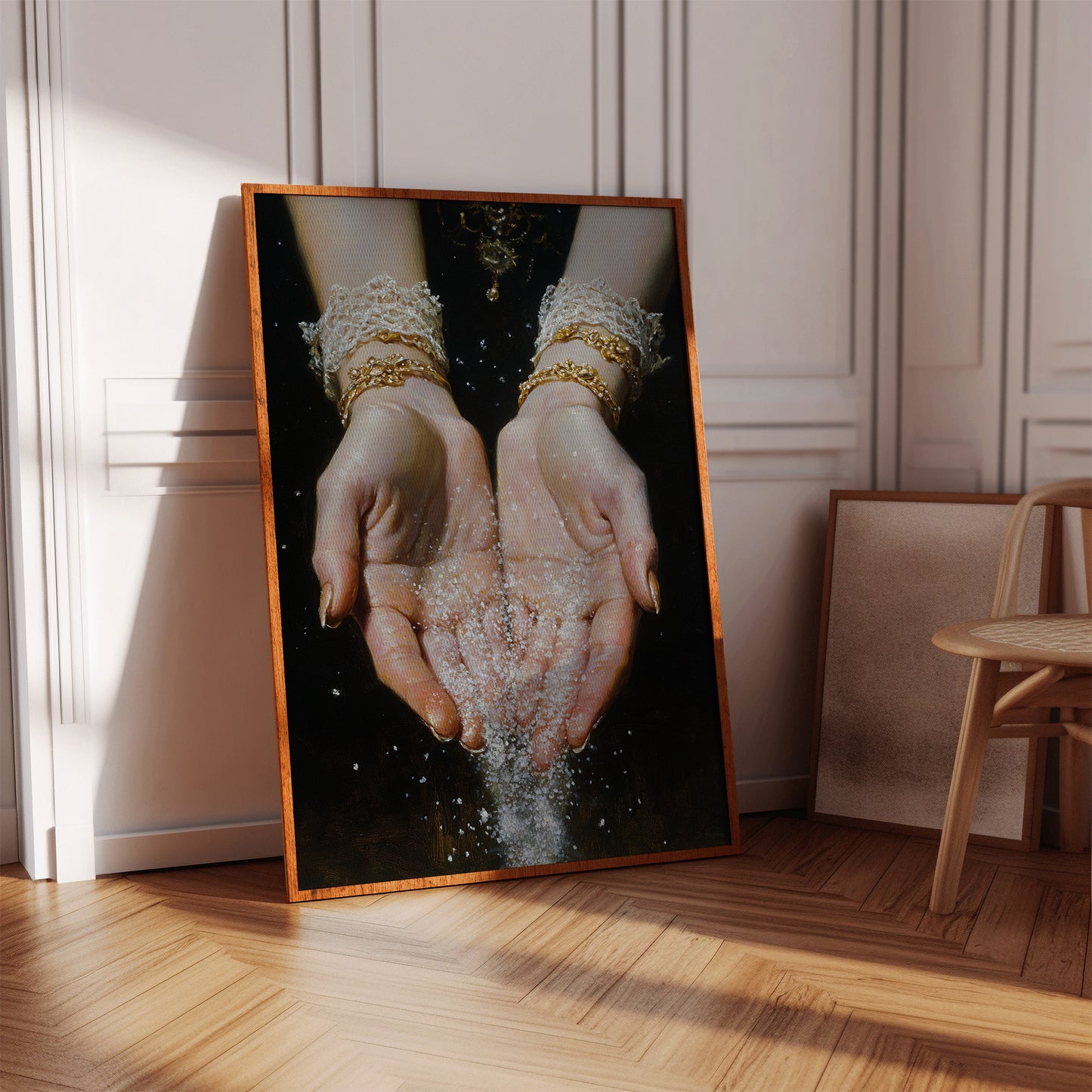 Glistening Moments Between Fingers