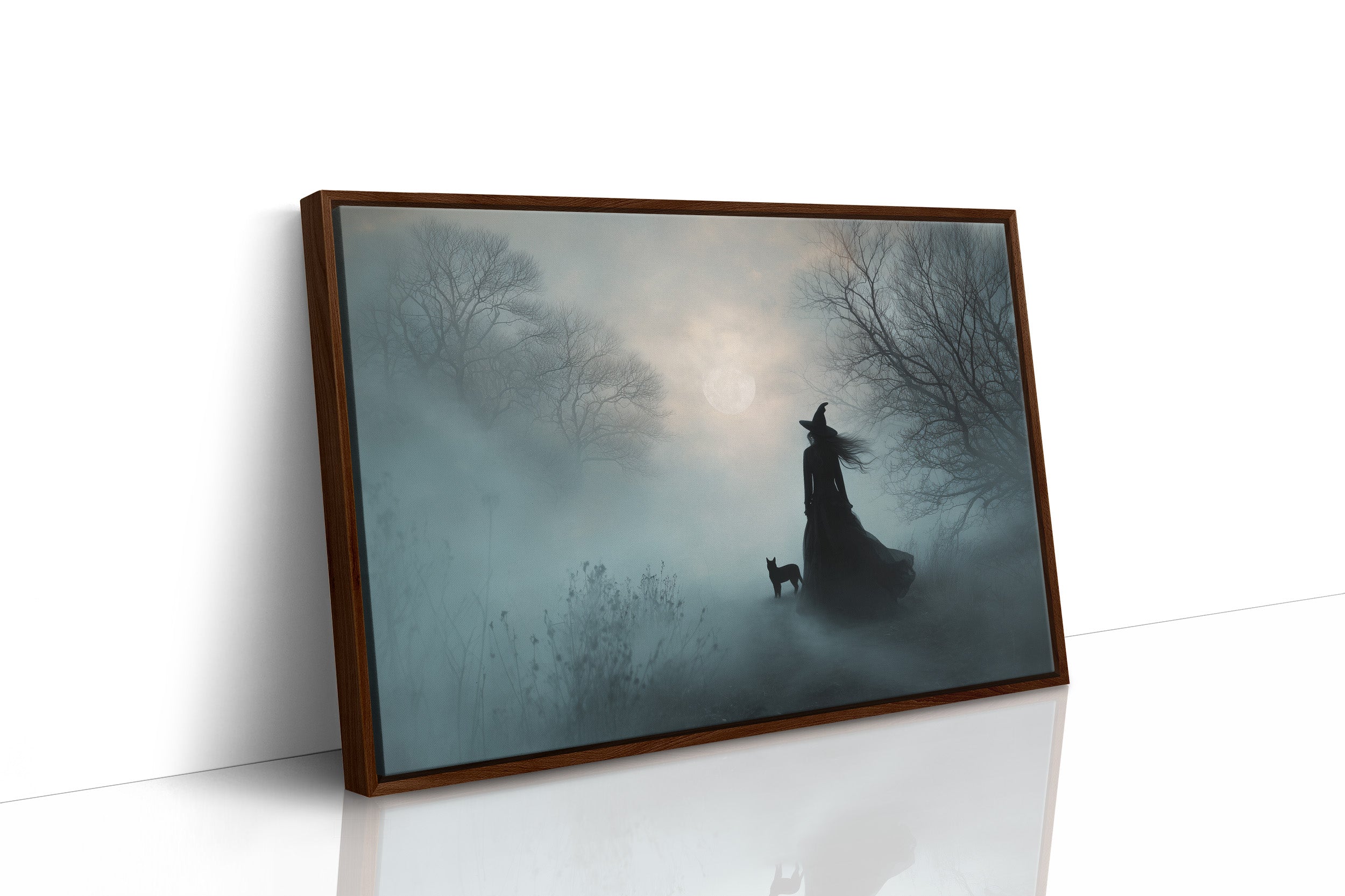 Fog Bound Witch Walks Midnight Path
