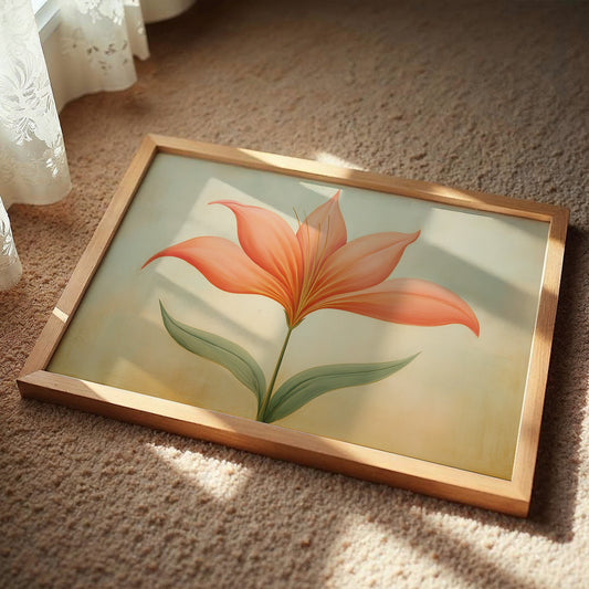 Coral Lily Basks In Golden Hour