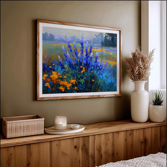 Delphiniums Dance With Golden Poppies