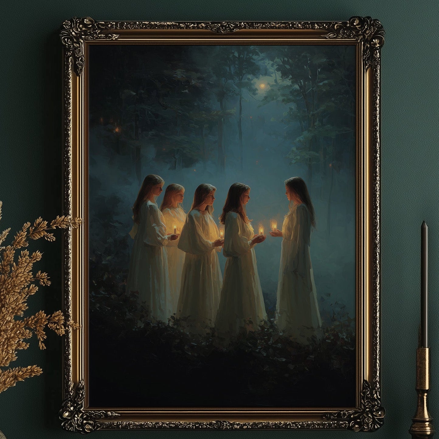 Candlelit Vigil Under Midnight Trees