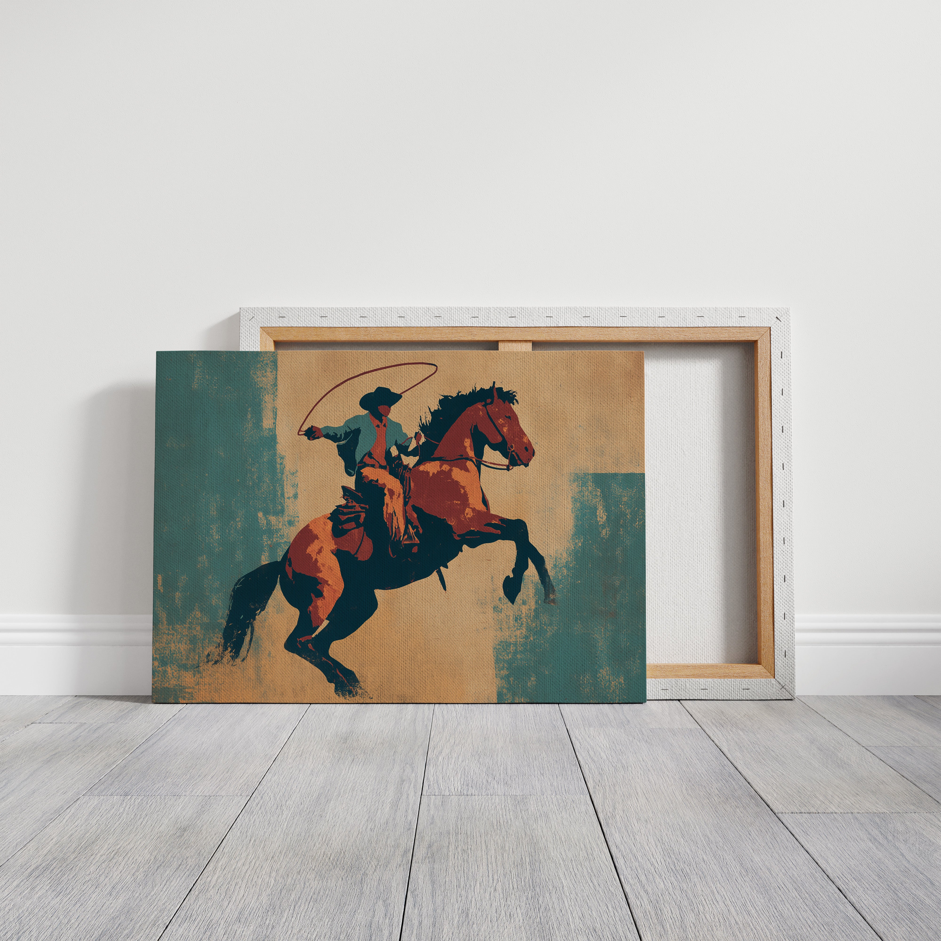 Rodeo Silhouette Dances Against Turquoise Sky