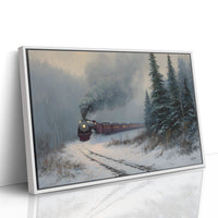 Winter Steam Curves Through Pine Forest