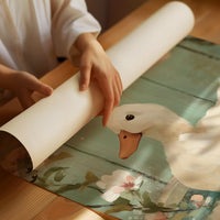 White Duck Among Spring Blossoms