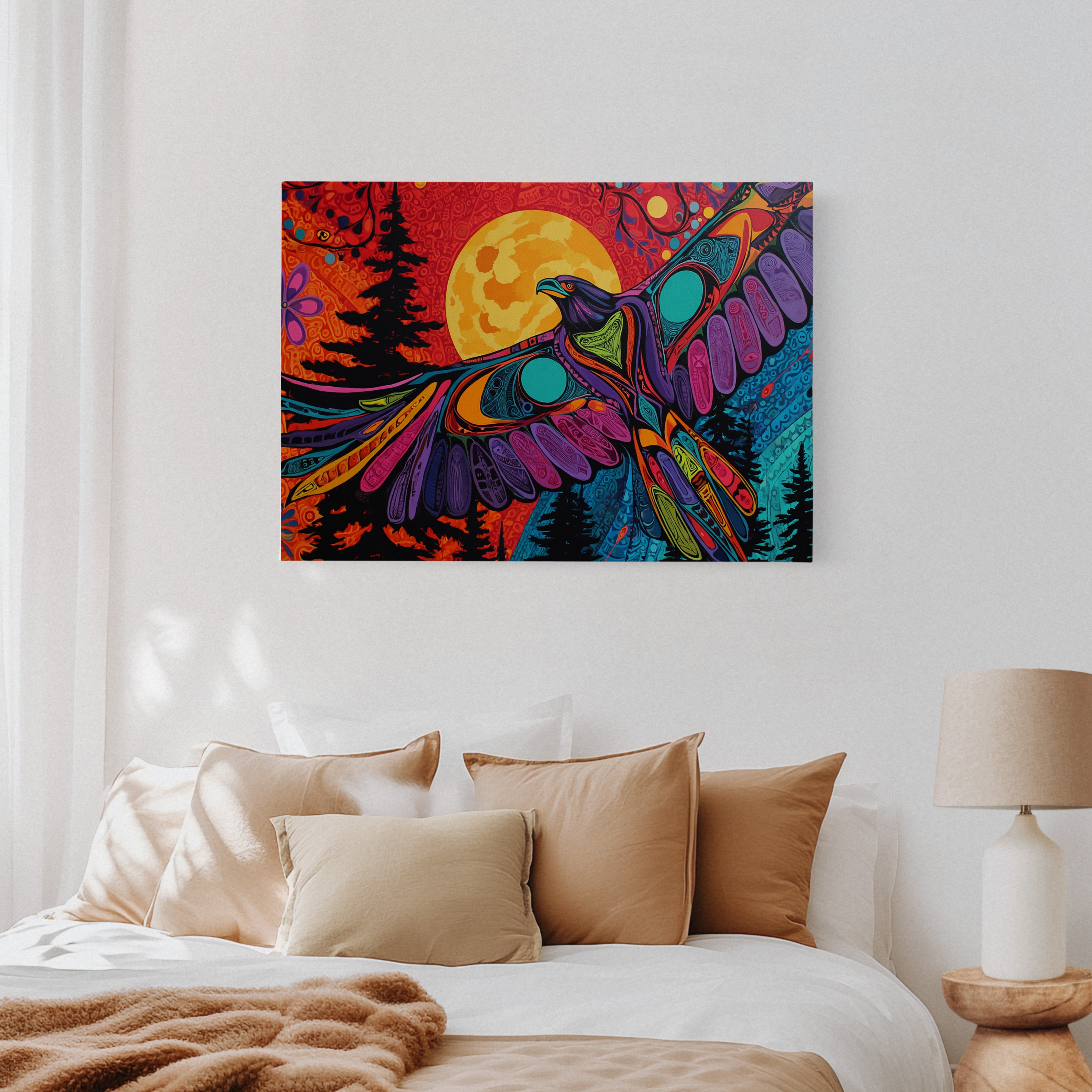 Moonlit Raven Paints Sacred Skies