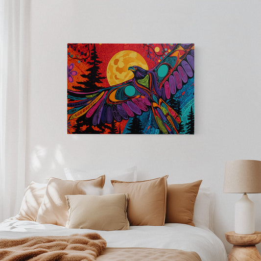 Moonlit Raven Paints Sacred Skies