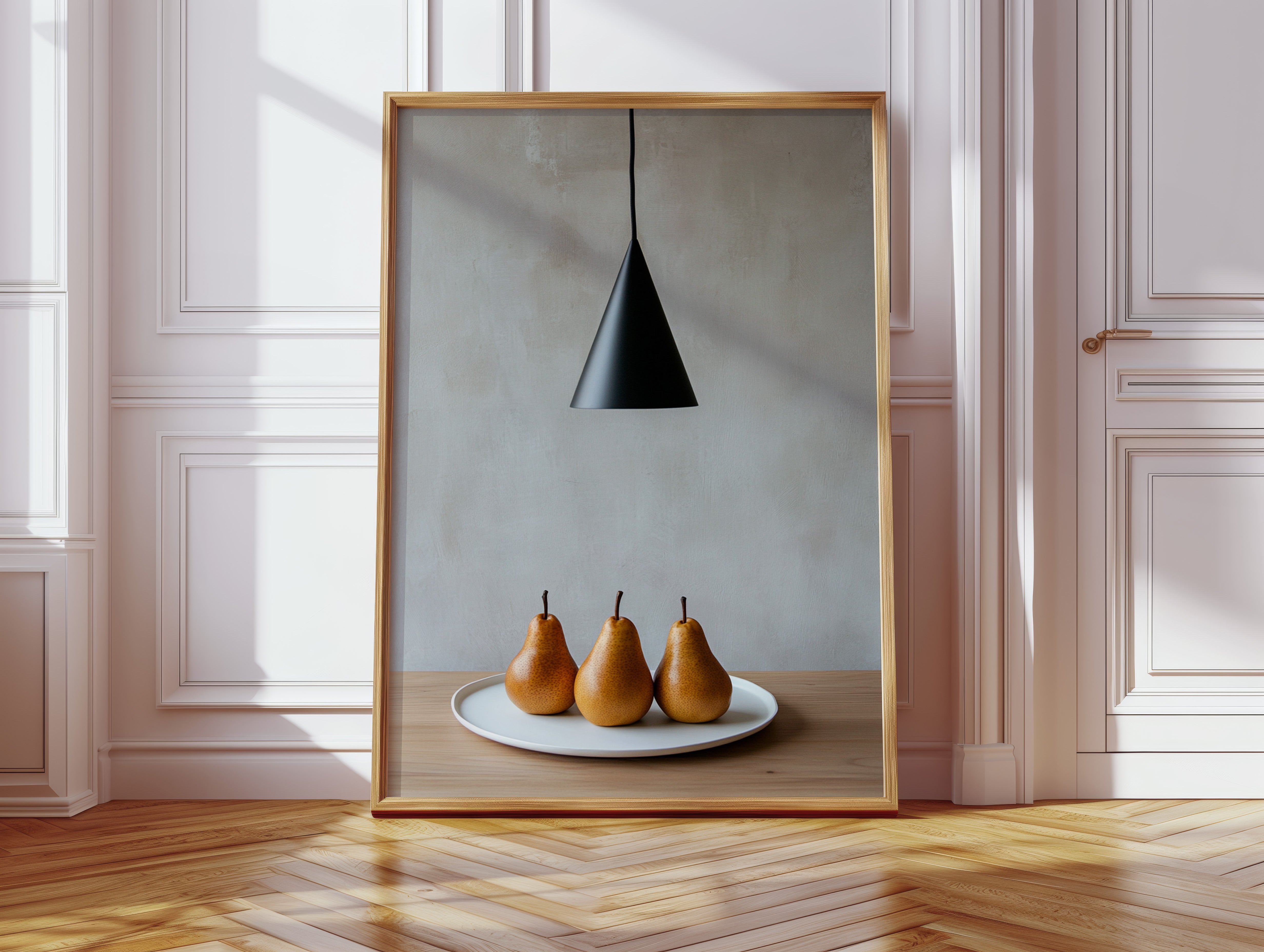 Three Pears Under Modern Light