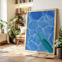 Surfboard Glides Through Crystal Waters