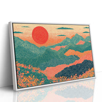 Retro Sunrise Over Ridgelines