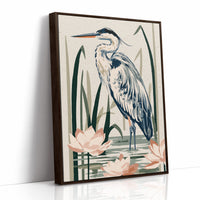 Blue Heron Among Lotus