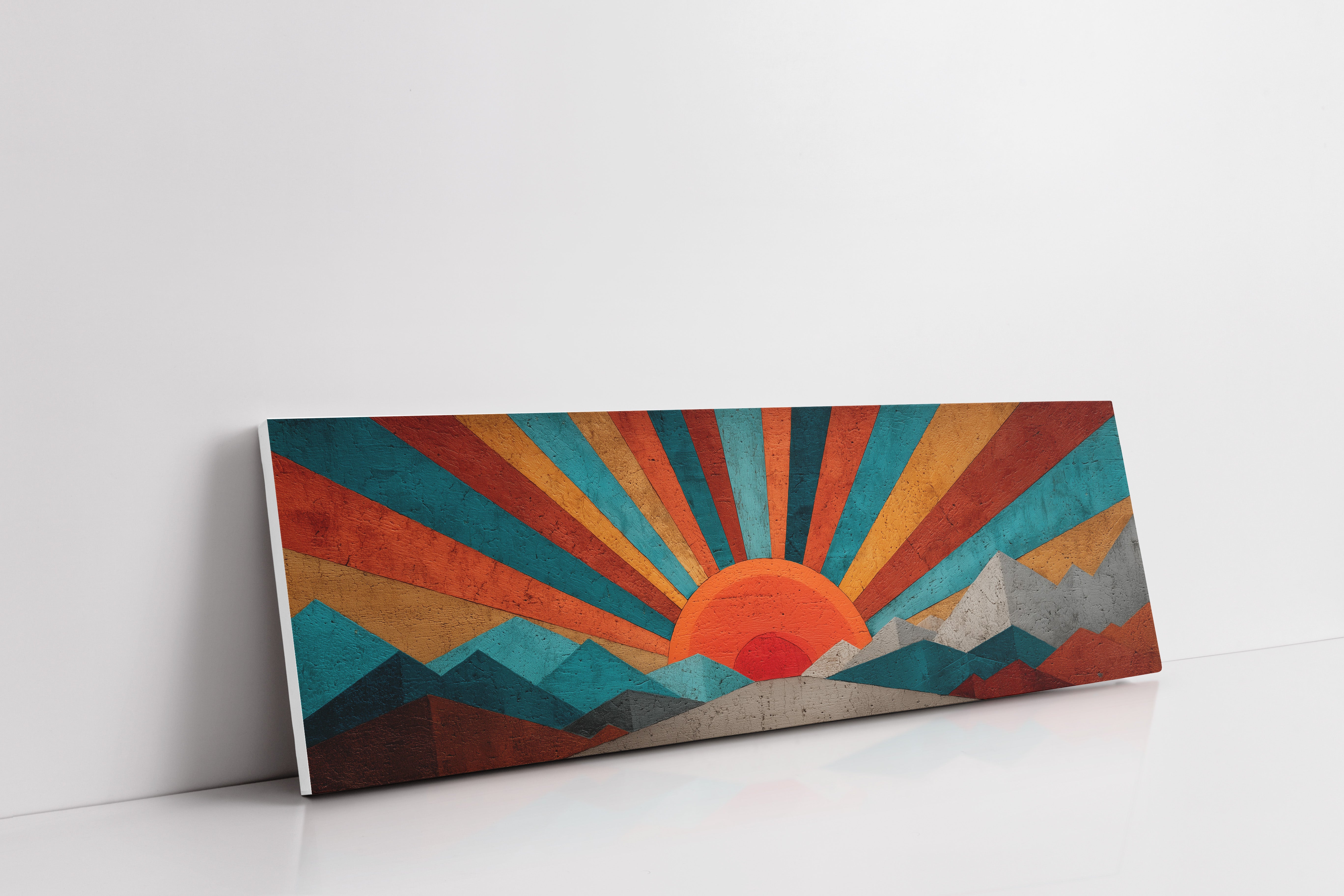 Retro Sunrise Over Painted Peaks