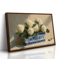 White Blooms in Blue Porcelain