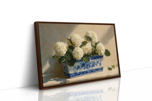 White Blooms in Blue Porcelain