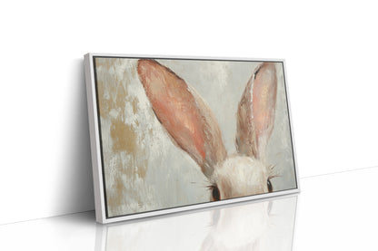 Whimsical Bunny Ears – Soft Neutral Textured Rabbit Art Print