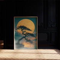 Bonsai Beneath the Golden Moon
