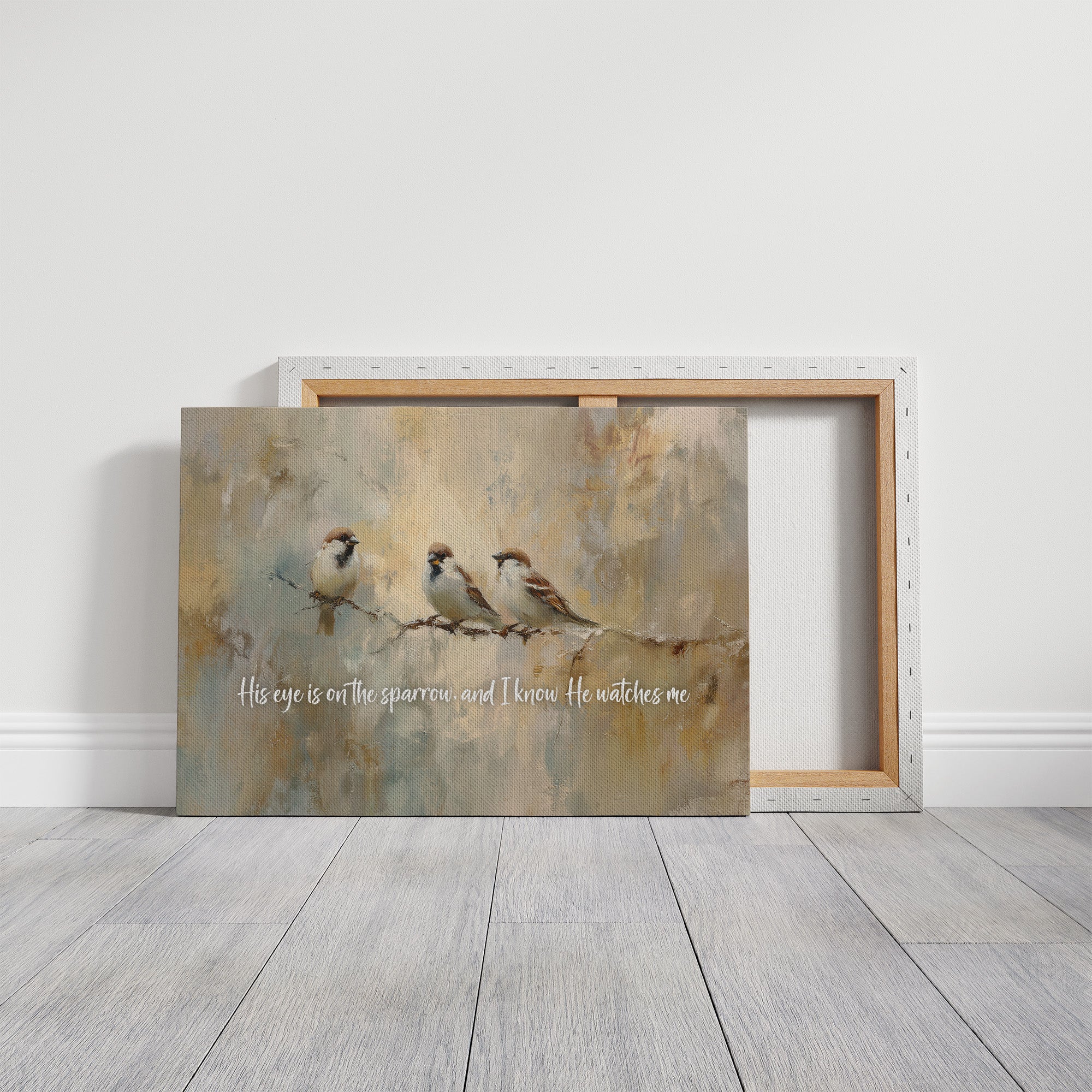 Sparrows Rest On Autumn Branch