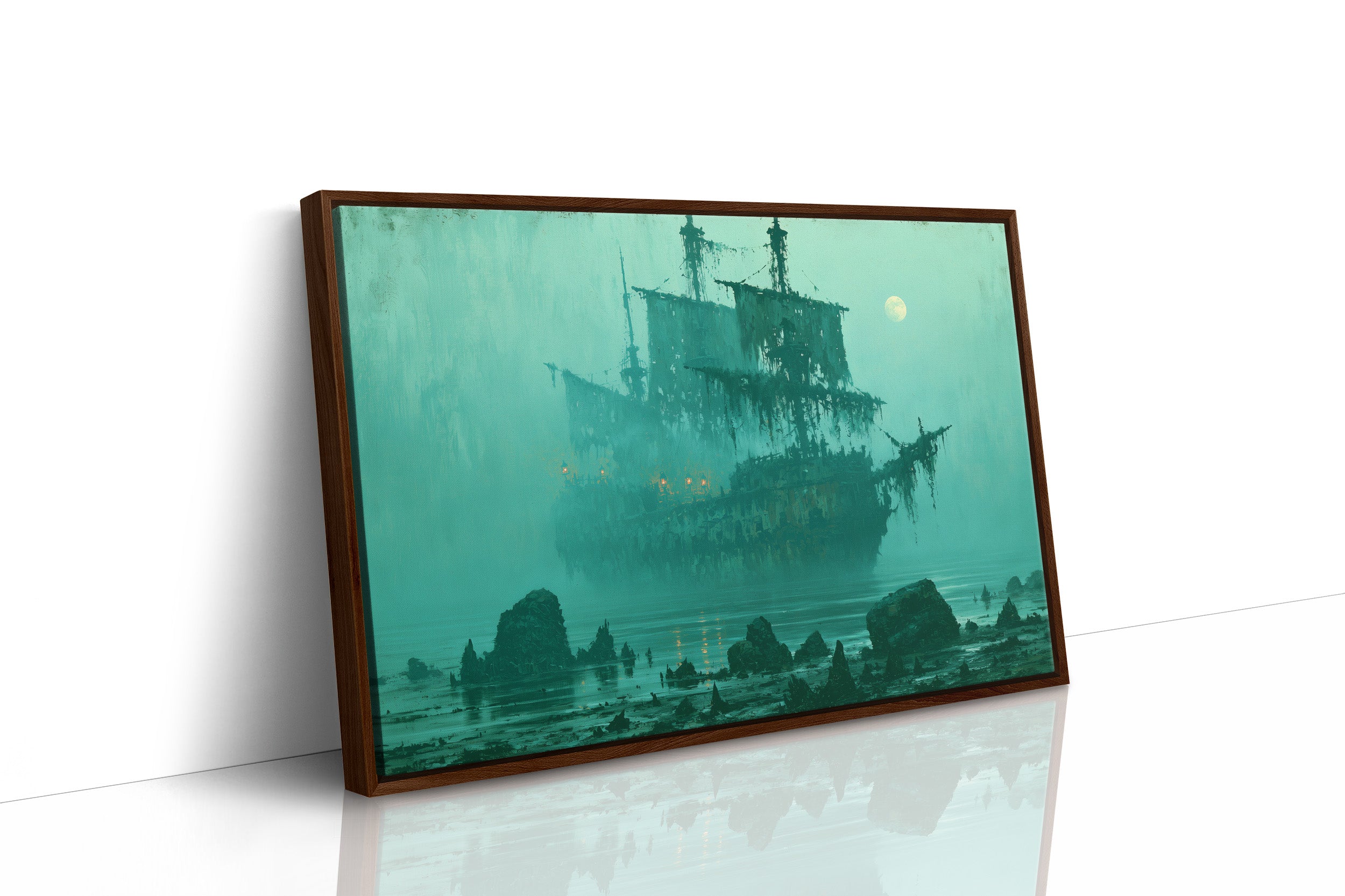 Ghost Ship Under Full Moon