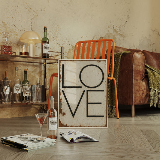 Vintage Modern LOVE Typography Canvas Print