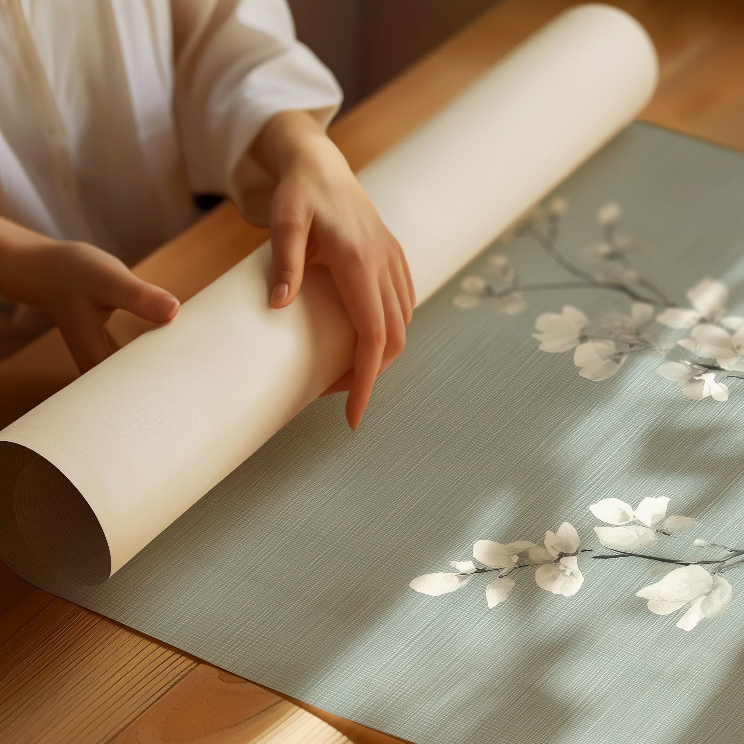 Soft Blossoms On Morning Linen