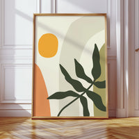 Sunlit Leaves Against Soft Curves