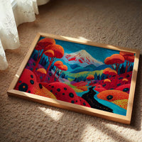 Sacred Peak Through Crimson Forest