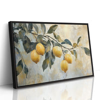 Mediterranean Lemon Branch: Elegant Botanical Canvas Wall Art