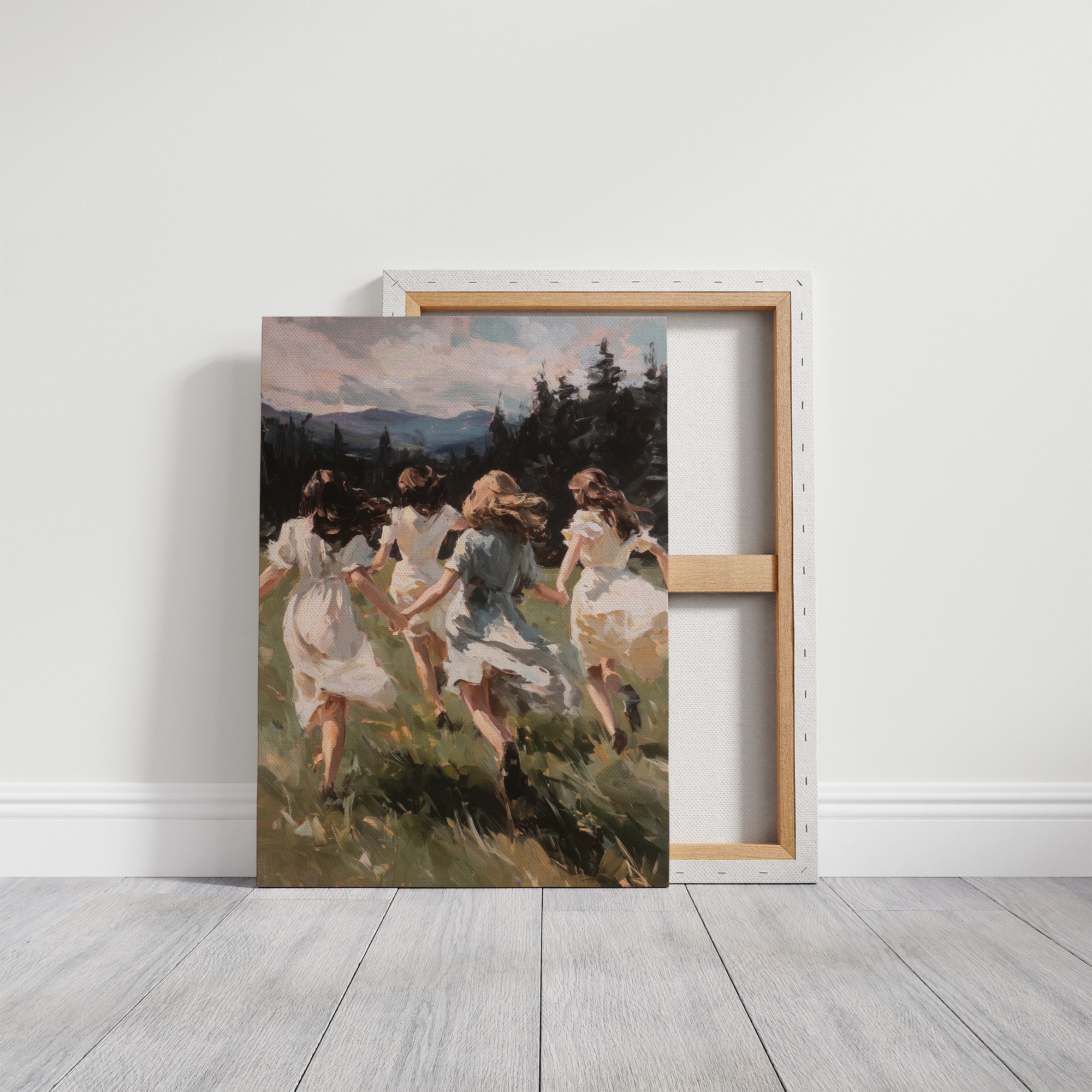 Summer Girls Rush Toward Mountains