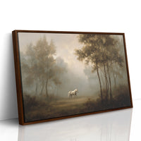 Lone Horse Among Misty Trees