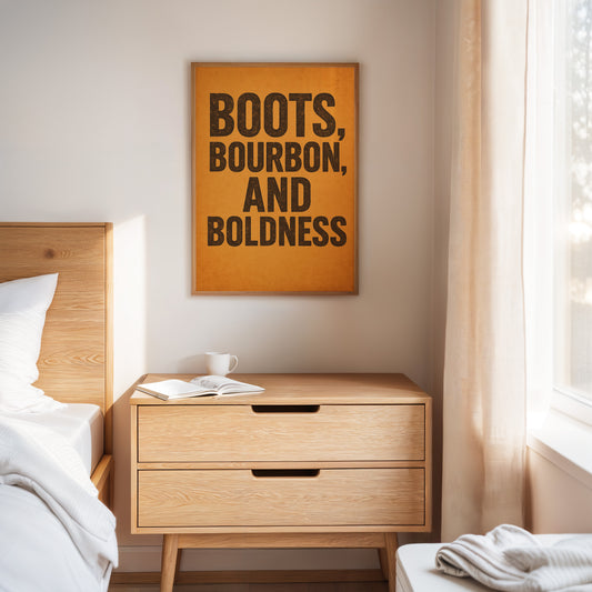Boots Bourbon and Boldness Wall Art