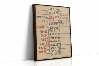 Vintage Library Date Due Card – Retro Paper Texture Wall Art