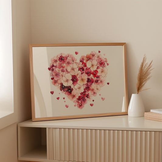 Love Blooms In Watercolor Hearts
