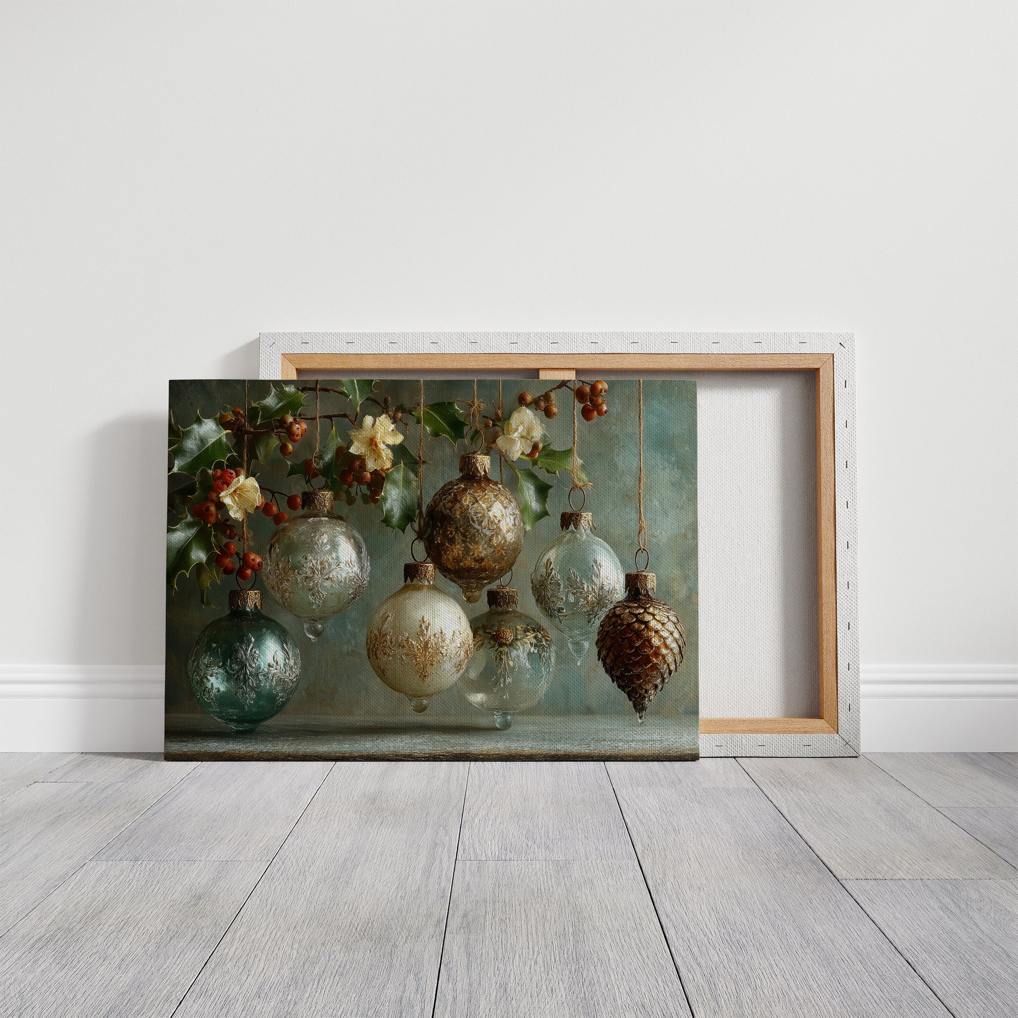 Etched Glass Ornaments and Pinecone