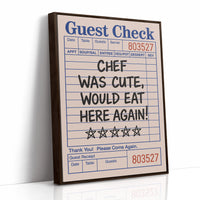 Funny Guest Check Wall Art – “Chef Was Cute” Diner Poster