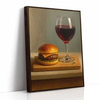 Burger and Bordeaux Still Life