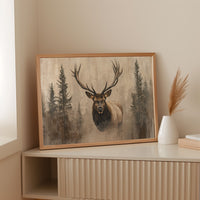 Noble Elk Among Winter Pines