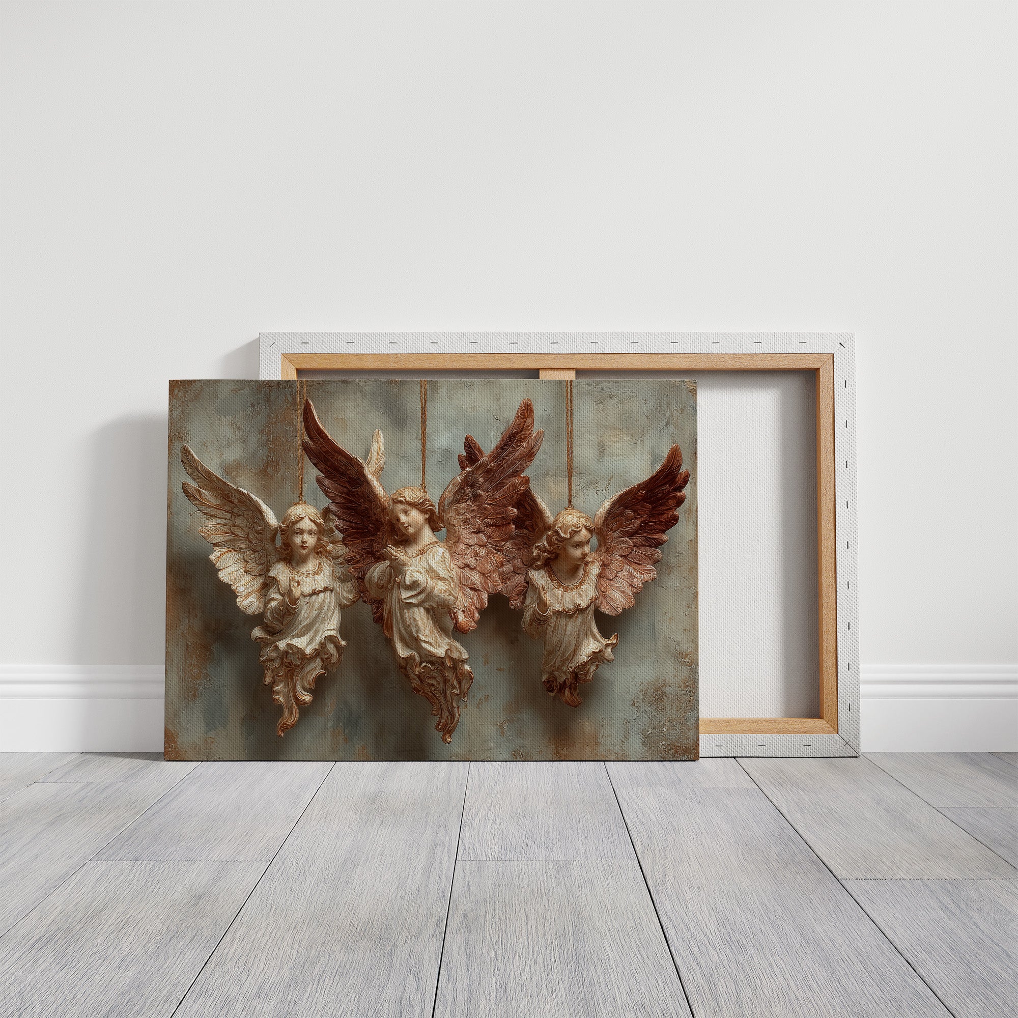 Three Carved Angels on Strings