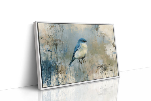 Bluebird Among Winter Grasses