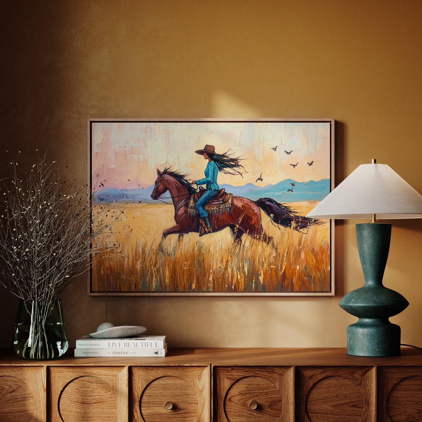 Cowgirl Ride at Sunset Plains