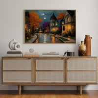 Autumn Glow on Cobblestone Lane