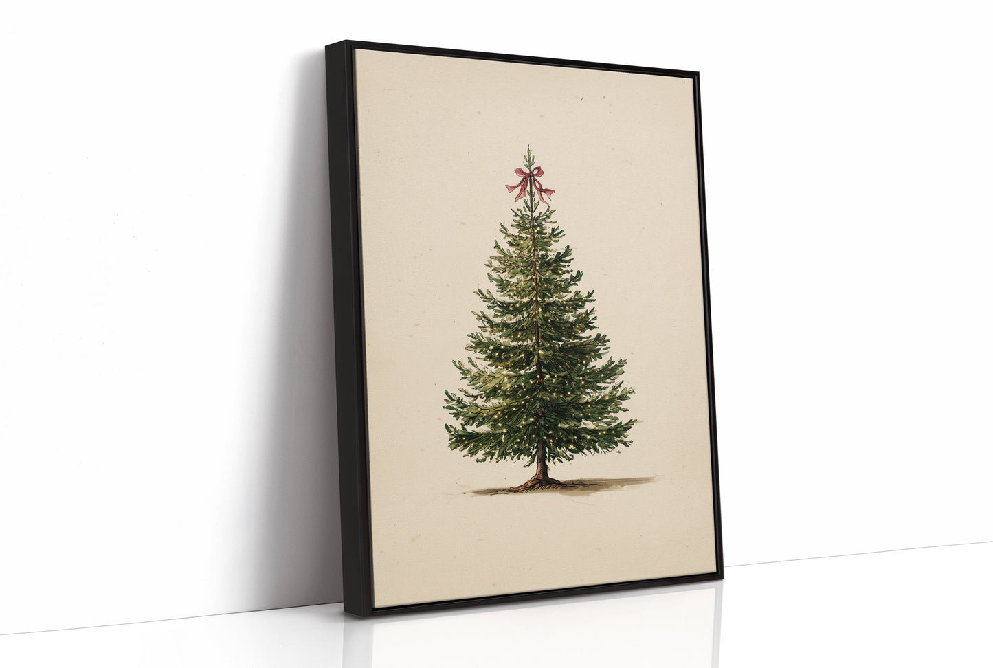 Vintage Evergreen with Crimson Bow