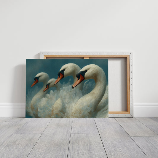 A Gathering of Swans in Teal