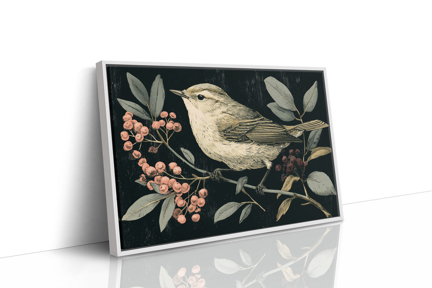 Warbler Amid Berry Branches