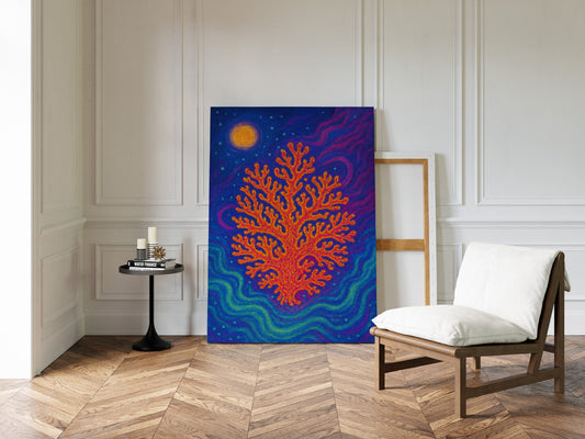 Cosmic Coral Under Moonlight
