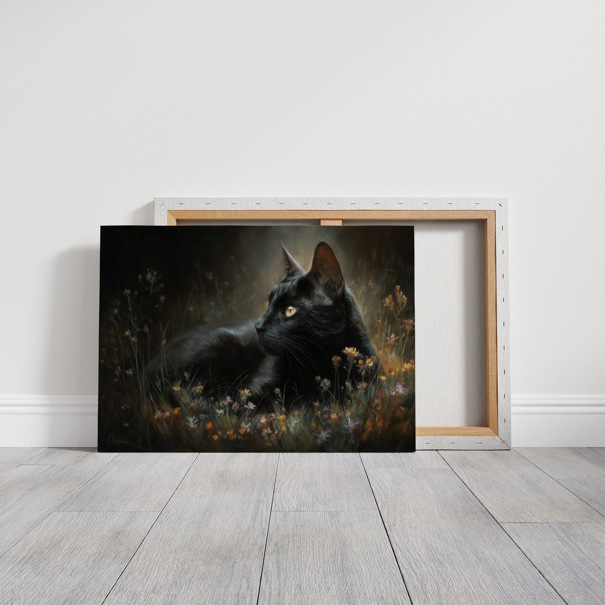 Midnight Prowler Among Wildflowers