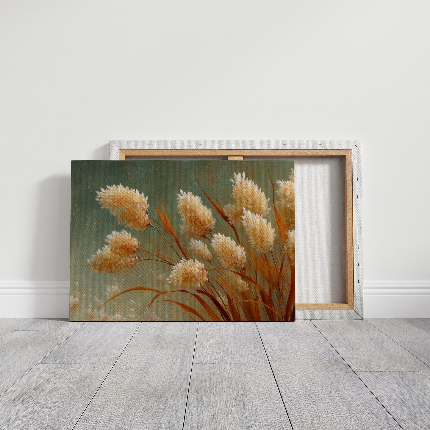 Pampas Plumes Against Sage Sky