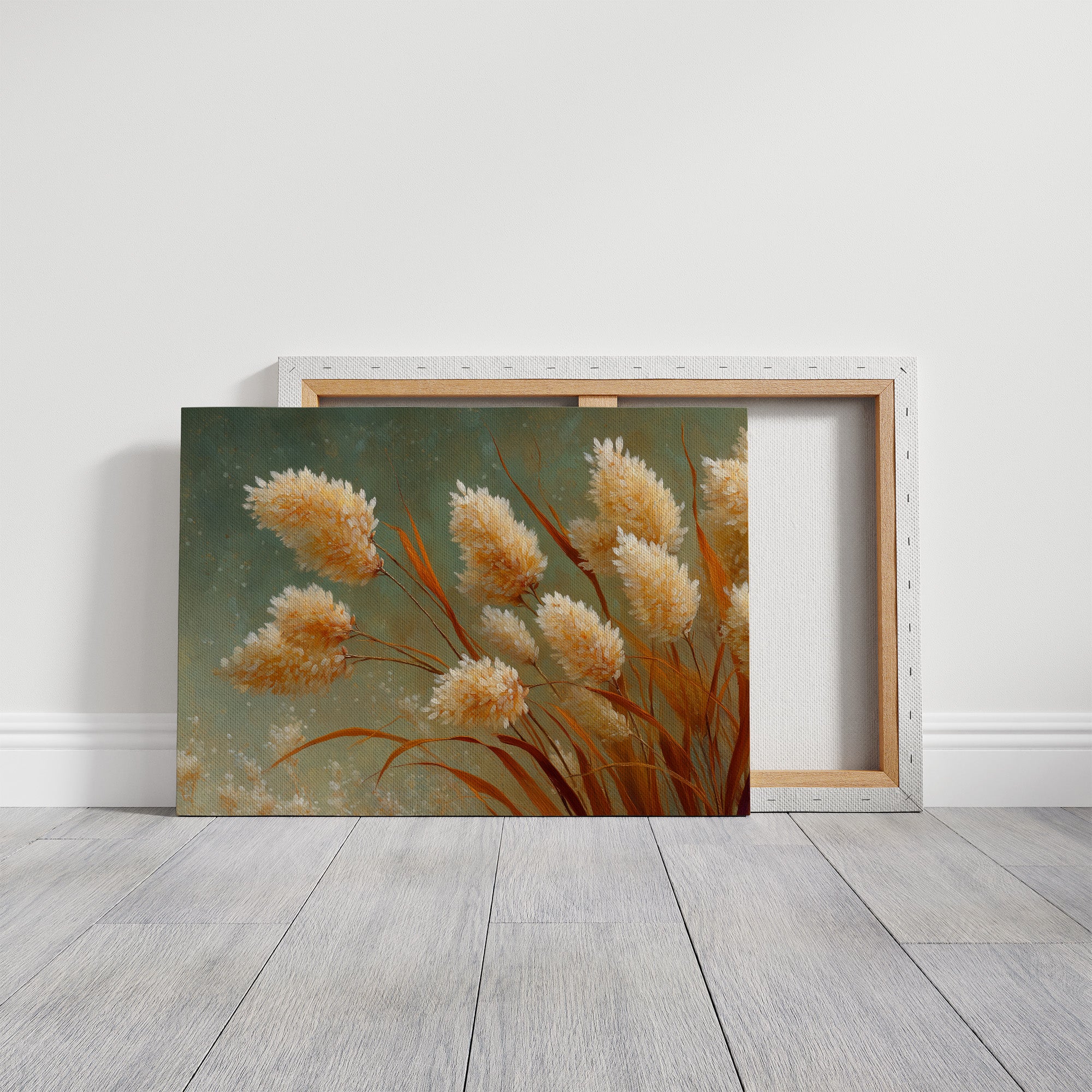 Pampas Plumes Against Sage Sky
